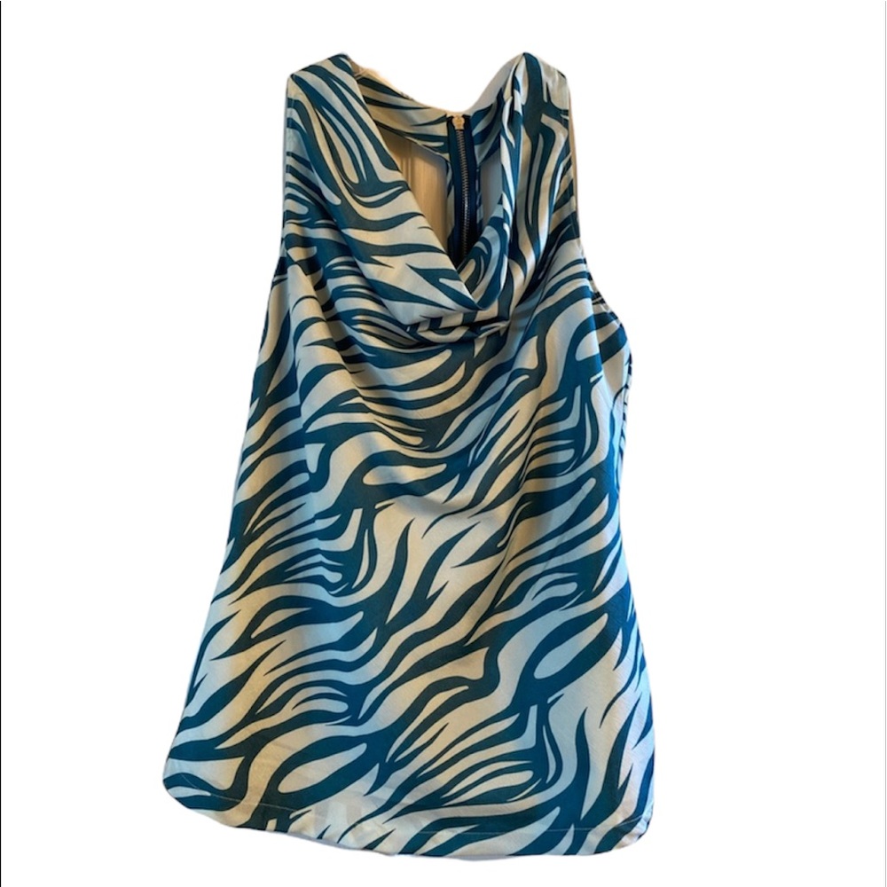 Charlotte Russe Sleeveless top Zebra print green&white T back style siz…